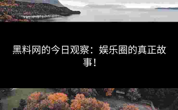黑料网的今日观察：娱乐圈的真正故事！