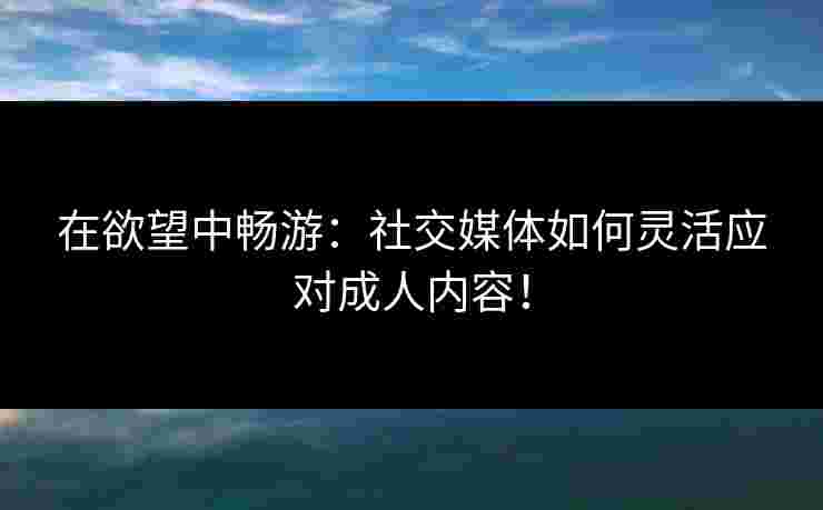 在欲望中畅游：社交媒体如何灵活应对成人内容！